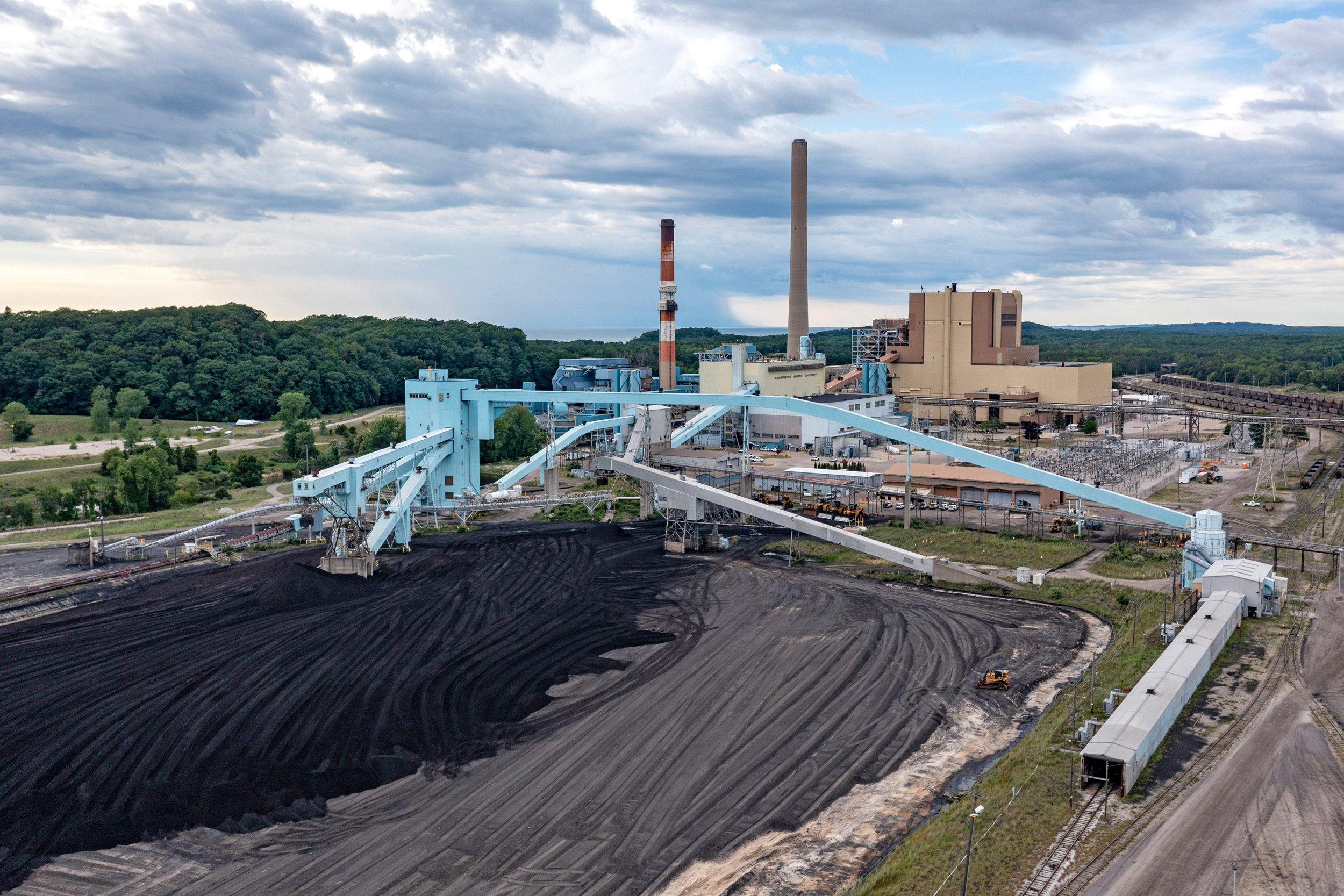 The J.H. Campbell coal-fired power plant in West Olive, Mich., was ordered to stay open by the Department of Energy earlier this year. Credit: Jim West/UCG/Universal Images Group via Getty Images
