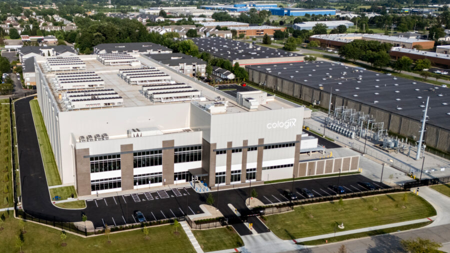 Cologix’s COL4 data center and its adjacent substation is seen on July 24 in Columbus, Ohio. Credit: Eli Hiller/The Washington Post via Getty Images