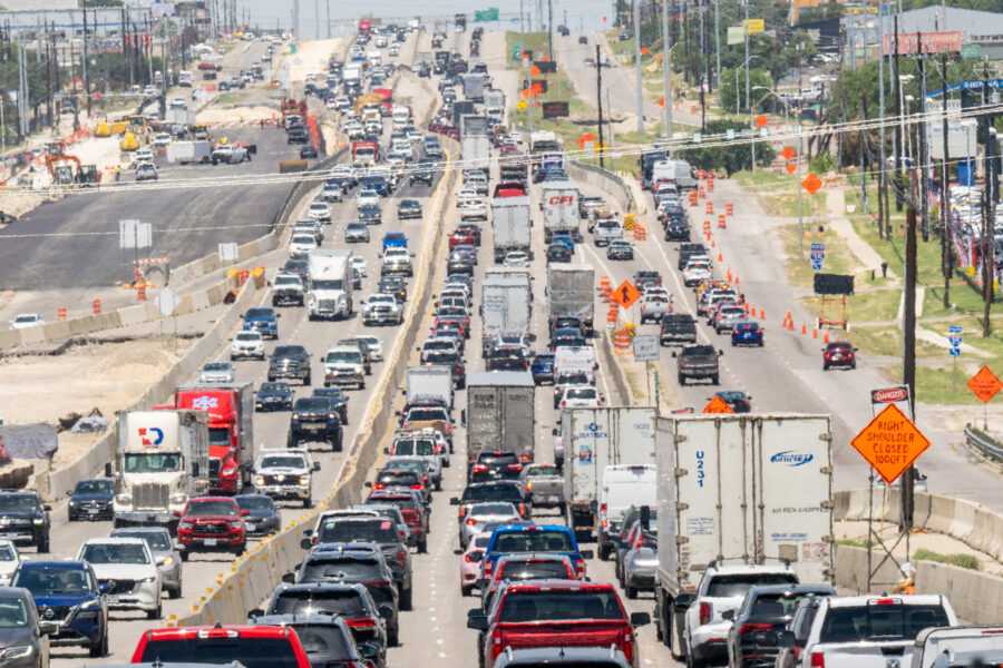 Vehicles travel along Interstate 35 on July 30 in Austin, Texas. Credit: Brandon Bell/Getty Images