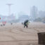 Red “no swimming” flags dot Brighton Beach amid Hurricane Erin on Wednesday in New York City. Credit: Michael M. Santiago/Getty Images