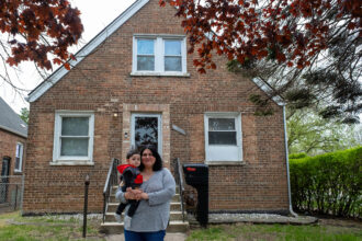 Gina Ramirez, like many Chicago residents, has a lead service line at her home on the Southeast Side (address has been blurred). Credit: Keerti Gopal/Inside Climate News