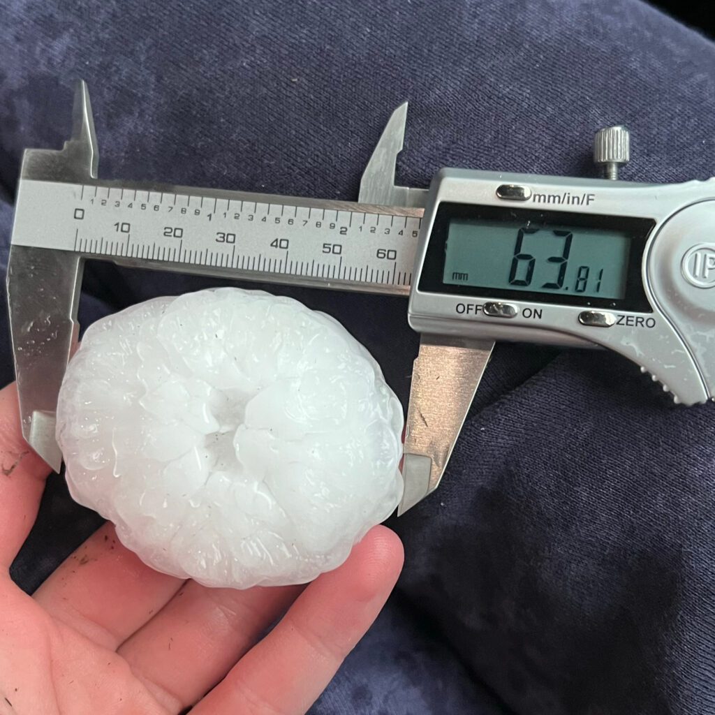 Researchers collected and measured hail from storms in the Great Plains this year. Credit: National Science Foundation ICECHIP