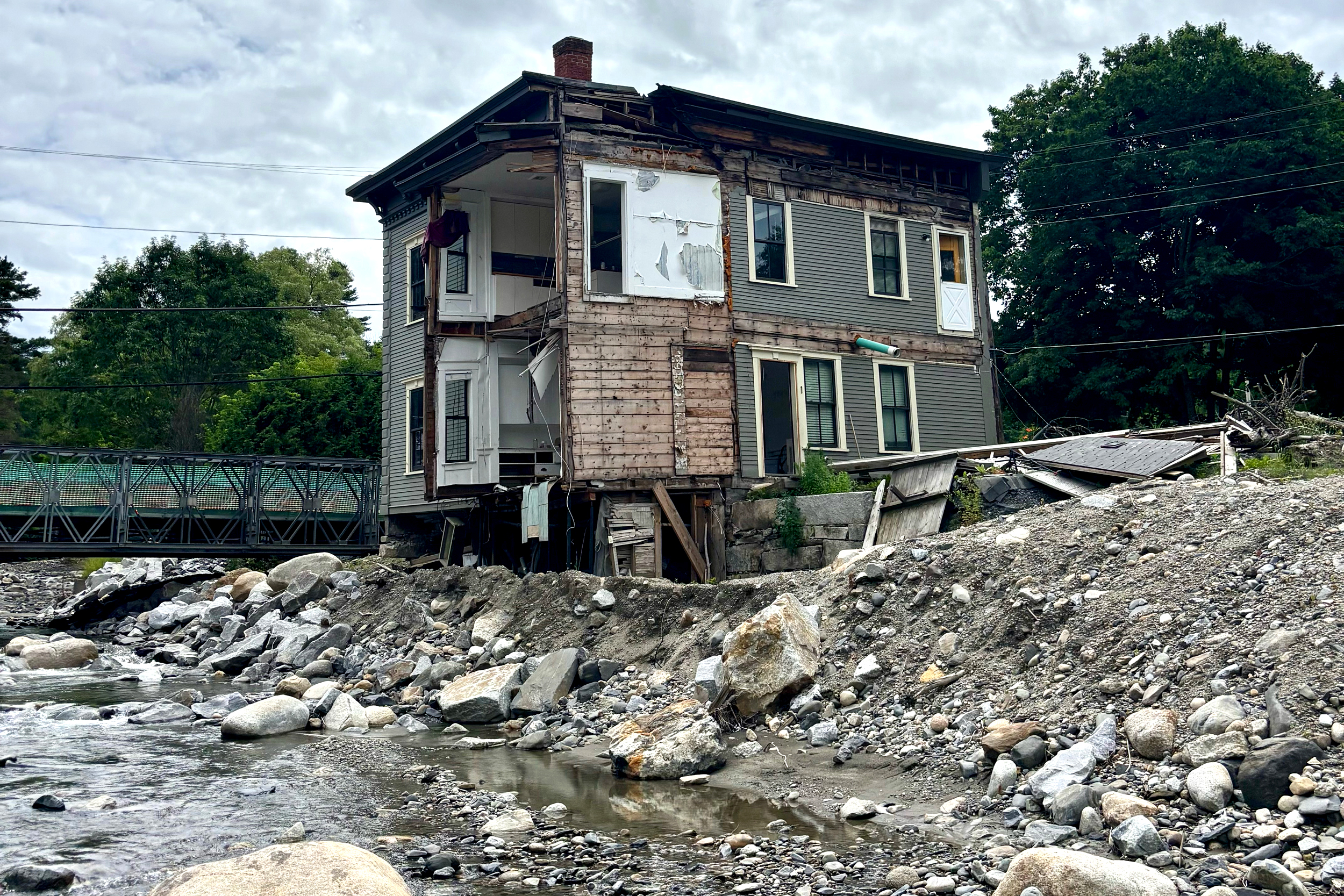 The Heartbreak Hotel was destroyed when Hurricane Beryl reached Vermont as a post-tropical storm in July 2024. Credit: Nina Sablan/Inside Climate News