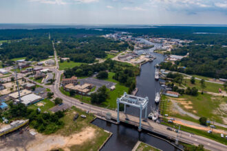 An aerial view of Bayou La Batre. Credit: Lee Hedgepeth/Inside Climate News