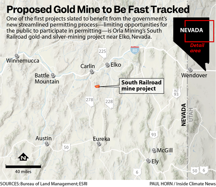 A locator map shows the proposed mine, between Routes 278 and 228.