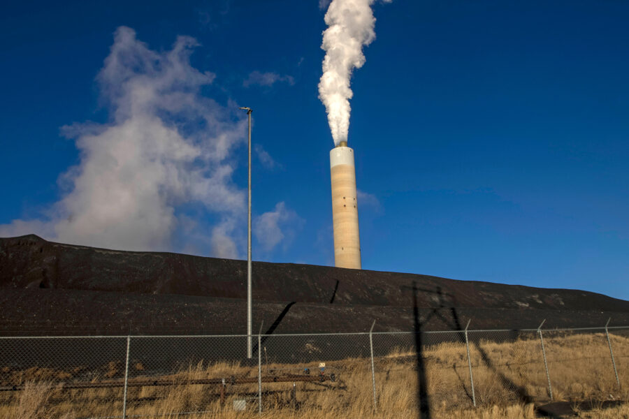 A bank of coal is seen in front of the Naughton coal-fired power plant in Kemmerer, Wyo. Credit: Natalie Behring/Getty Images