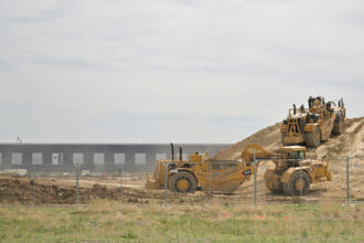 The construction site of a 65-acre data center on May 13 in Aurora, Colo. The new facility could consume as much electricity as 176,000 homes. Credit: RJ Sangosti/MediaNews Group/The Denver Post via Getty Images