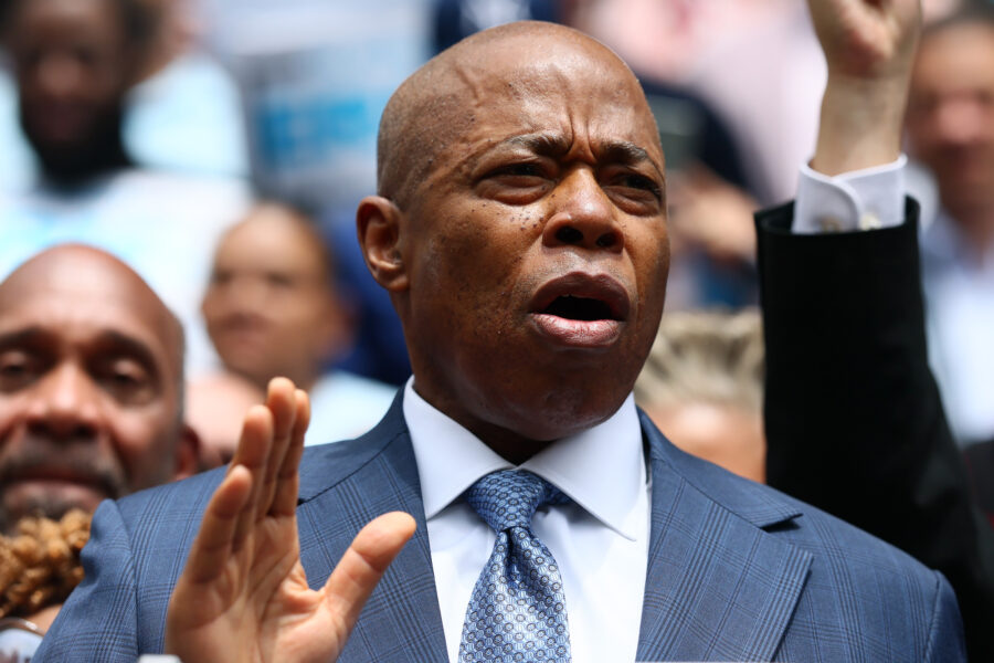 New York City Mayor Eric Adams speaks during a press conference at City Hall on June 26. Credit: Michael M. Santiago/Getty Images