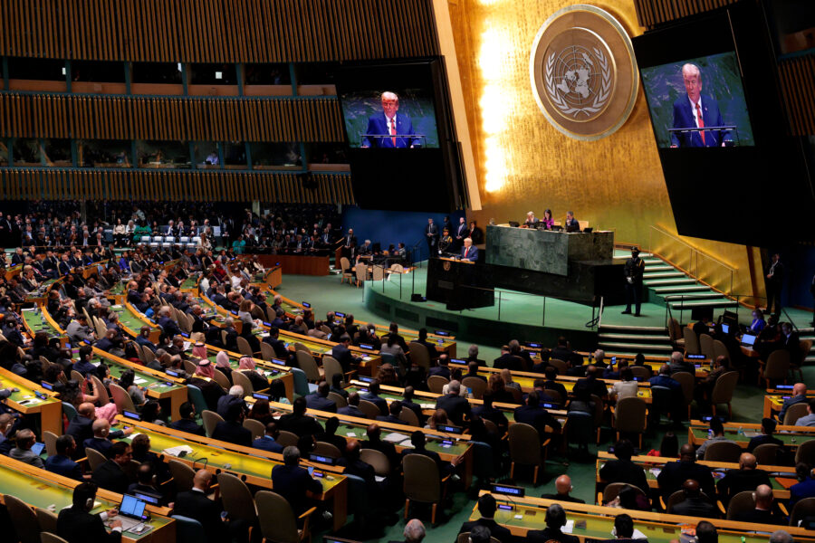 President Donald Trump speaks during the 80th session of the U.N. General Assembly at the United Nations headquarters on Sept. 23 in New York City. Credit: Chip Somodevilla/Getty Images