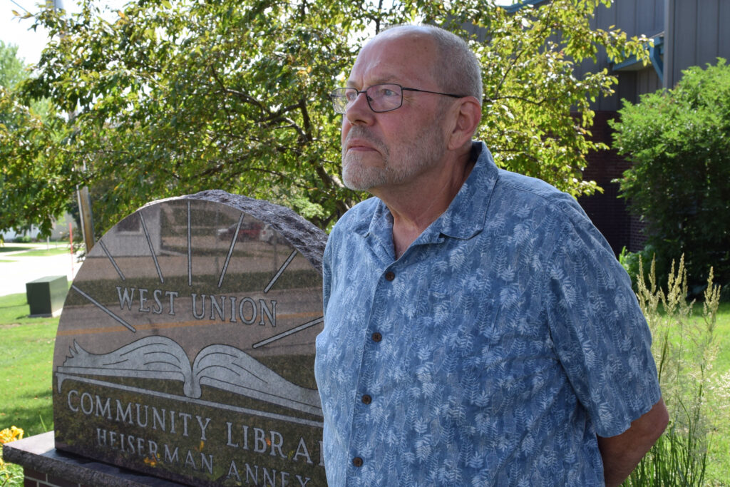 Steve Fate, the chairman of the West Union Community Library Board and the president of West Union District Energy, which oversees the geothermal network, said heating and cooling costs for the library have dropped by 25 percent per square foot since the system went in. Credit: Phil McKenna/Inside Climate News