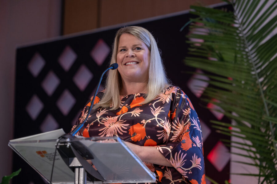 Chair Heather Reams speaks during National Clean Energy Week’s Policymakers Symposium in 2024. Credit: National Clean Energy Week