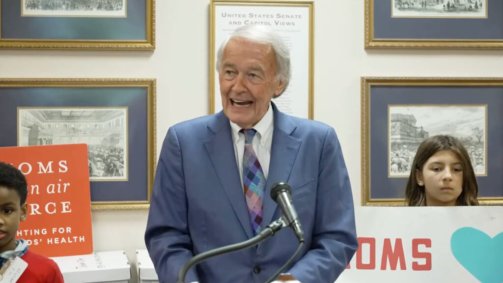 Sen. Ed Markey speaks at the Wednesday press conference denouncing the EPA’s move to reconsider the endangerment finding. Source: Screengrab from Sen. Ed Markey livestream