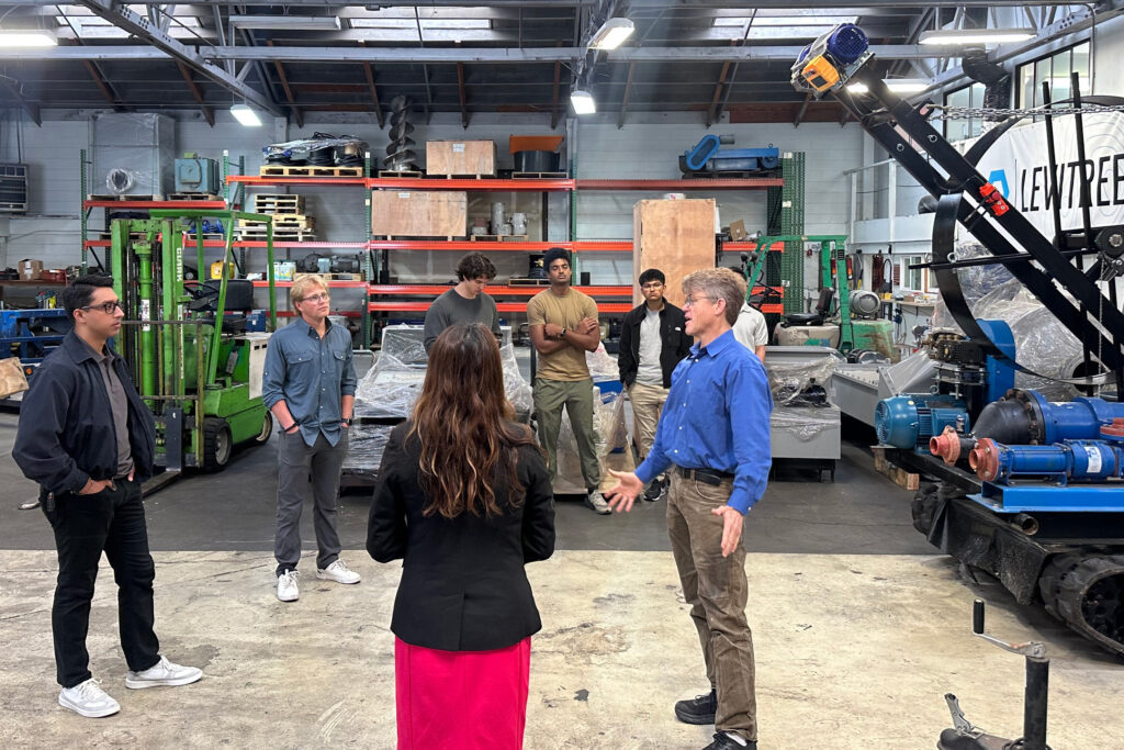 Terranova executive chairman Trip Allen (right) gives venture capital investors a tour of the company’s facility. Credit: Courtesy of Terranova