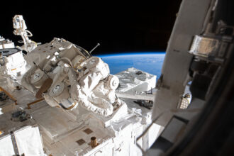 A view of the Orbiting Carbon Observatory-3 (OCO-3) payload on its way to the International Space Station in 2019. Credit: Christina Koch/NASA