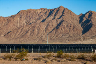 Boulder City, Nev., an original Hoover Dam power contractor, now receives additional electric power from the Townsite Solar Facility, located a few miles southwest of the city. Credit: Brett Walton/Circle of Blue