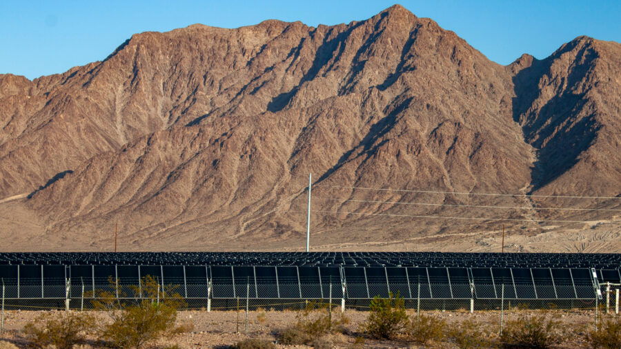 Boulder City, Nev., an original Hoover Dam power contractor, now receives additional electric power from the Townsite Solar Facility, located a few miles southwest of the city. Credit: Brett Walton/Circle of Blue