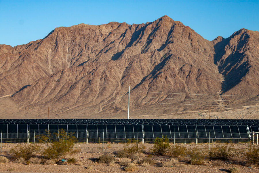 Boulder City, Nev., an original Hoover Dam power contractor, now receives additional electric power from the Townsite Solar Facility, located a few miles southwest of the city. Credit: Brett Walton/Circle of Blue