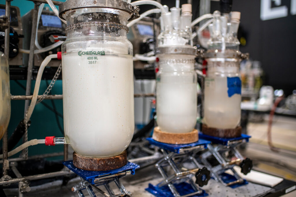 Various equipment used to extract lithium at an EnergyX laboratory in Austin, Texas. Credit: Sergio Flores/The Texas Tribune