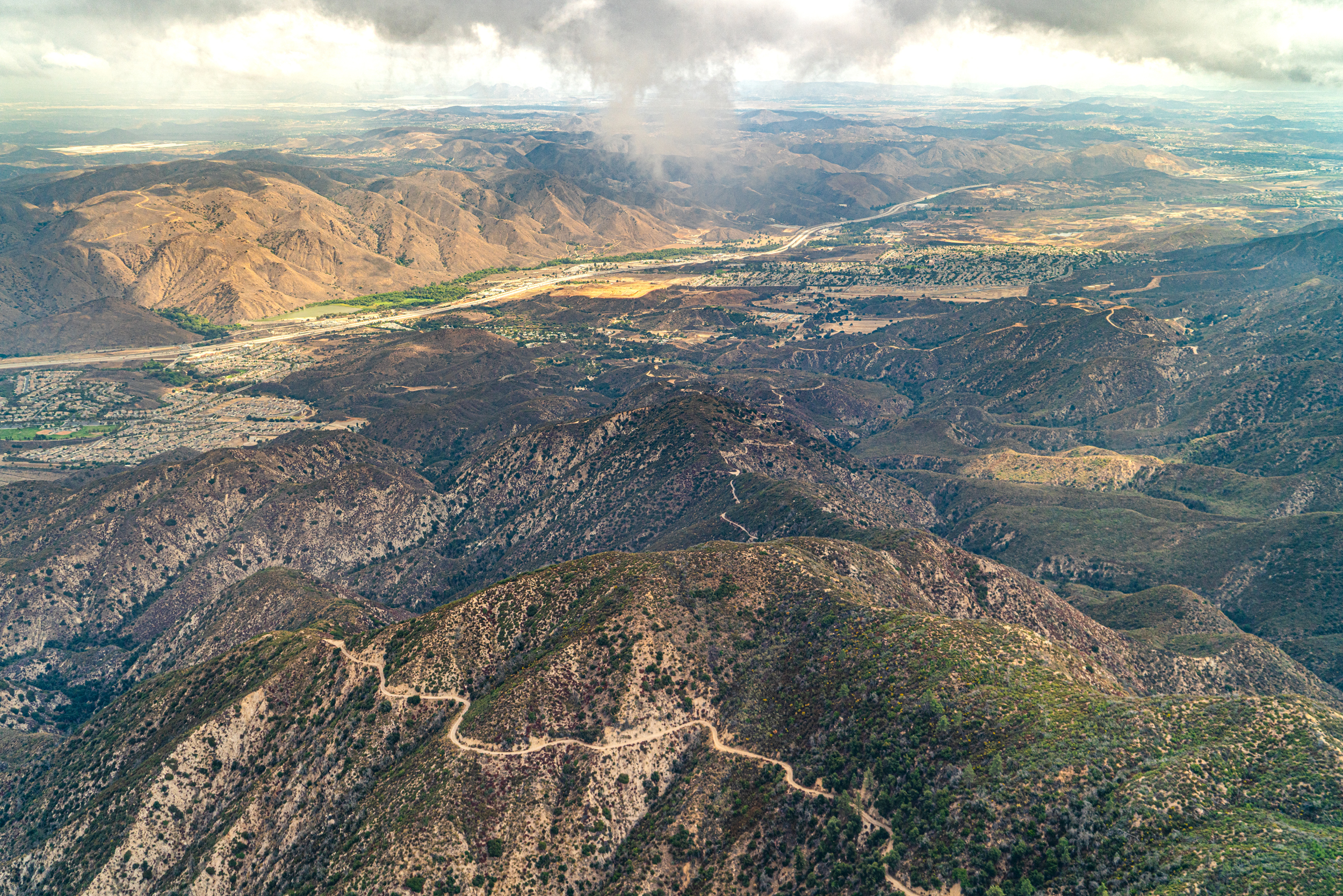 Urban development of Southern California surrounds the Cleveland National Forest, which contains some of the land intact landscapes found in the region. Credit: EcoFlight
