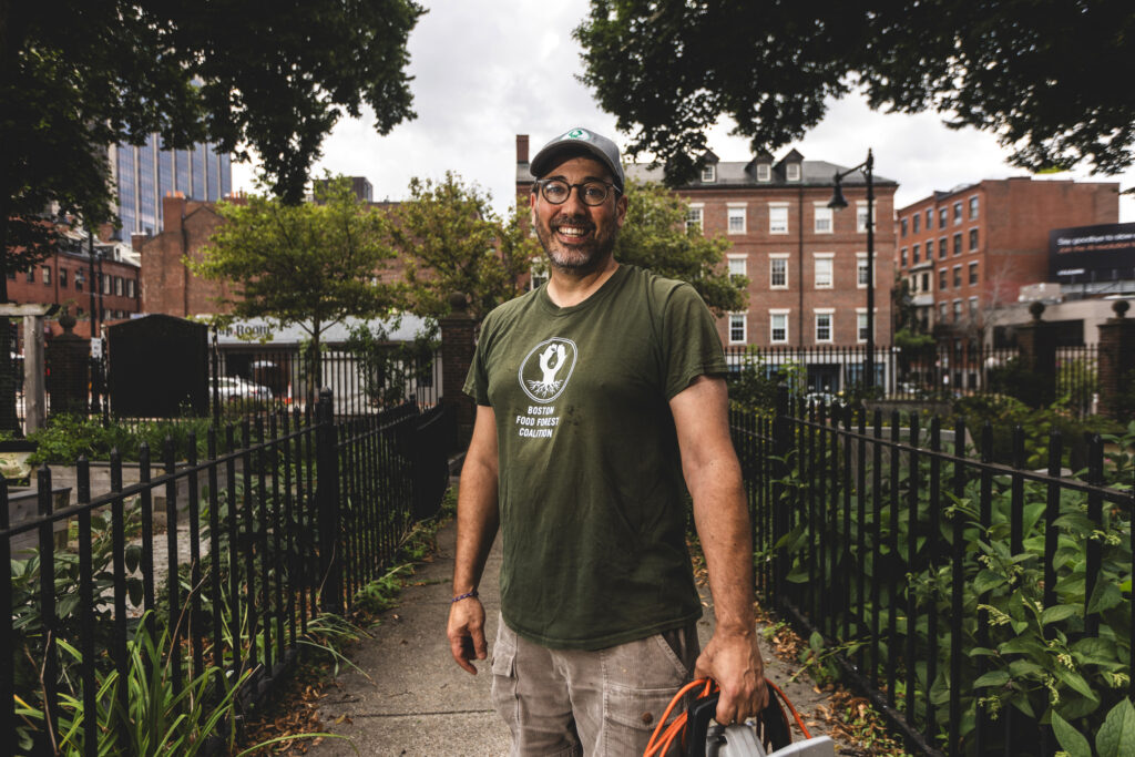 Orion Kriegman is the executive director and founder of the Boston Food Forest Coalition. Credit: Alex Daunais/Boston Globe