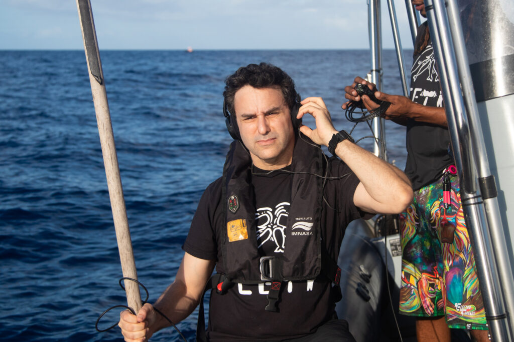 CETI founder David Gruber in the waters near the Caribbean island of Dominica on Jan 25, 2024. Credit: Michael Lees/National Geographic