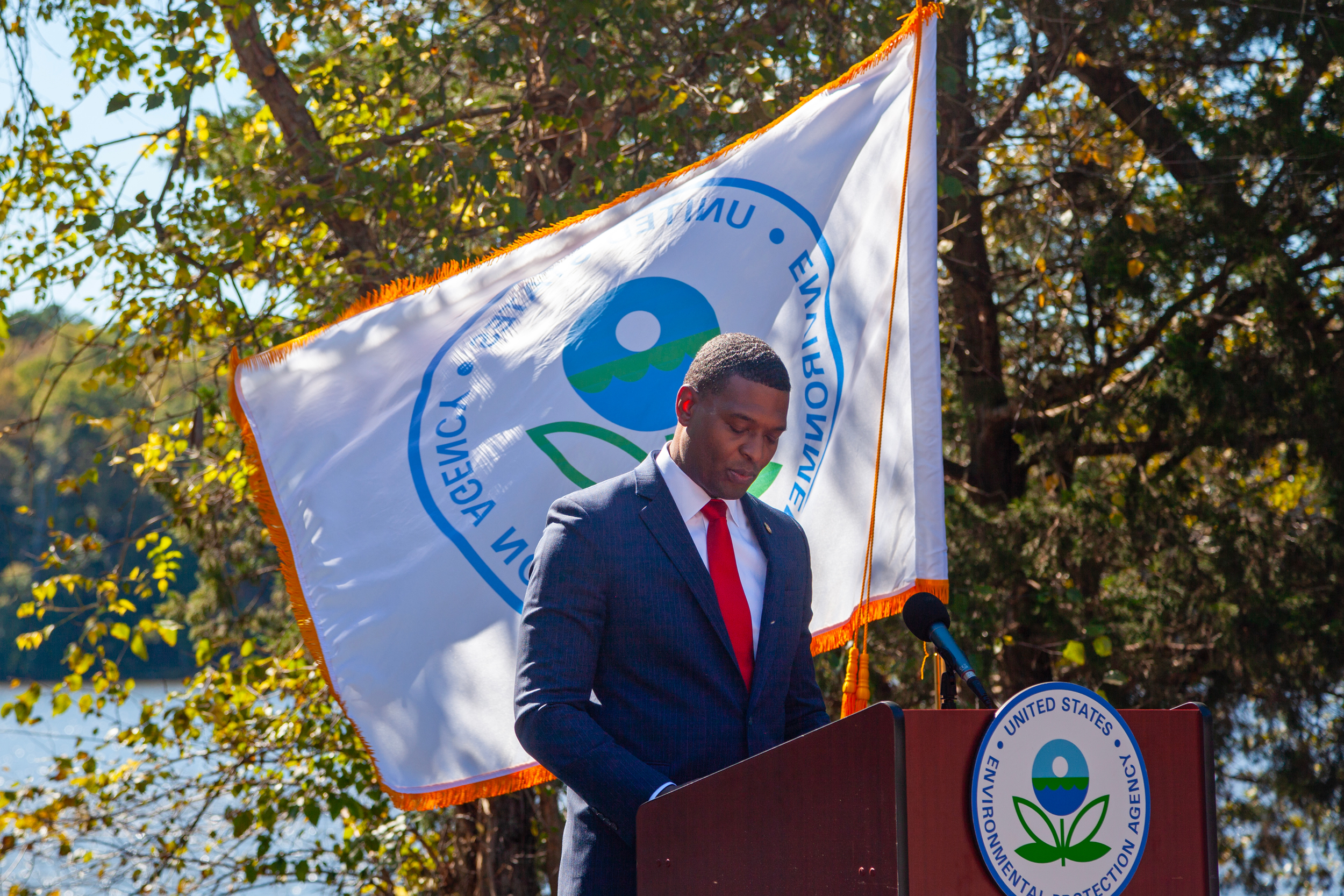 EPA Administrator Michael Regan unveiled the agency’s PFAS Strategic Roadmap in 2021. Three years later, the EPA issued maximum contamination levels for five types of the toxic compounds. Credit: Lisa Sorg/Inside Climate News