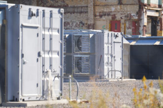 Bitcoin mines rely on loud fans like these, seen at a facility in Niagara Falls, N.Y., that can be disruptive for nearby communities. Credit: Geoff Robins/AFP via Getty Images