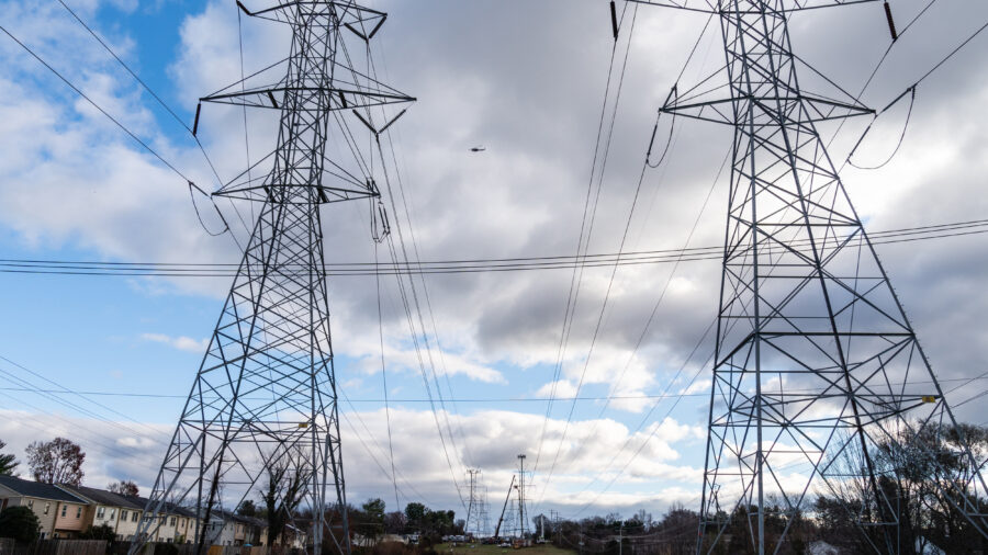 Transmission lines are seen in Montgomery Village, Md. Credit: Eric Lee/The Washington Post via Getty Images