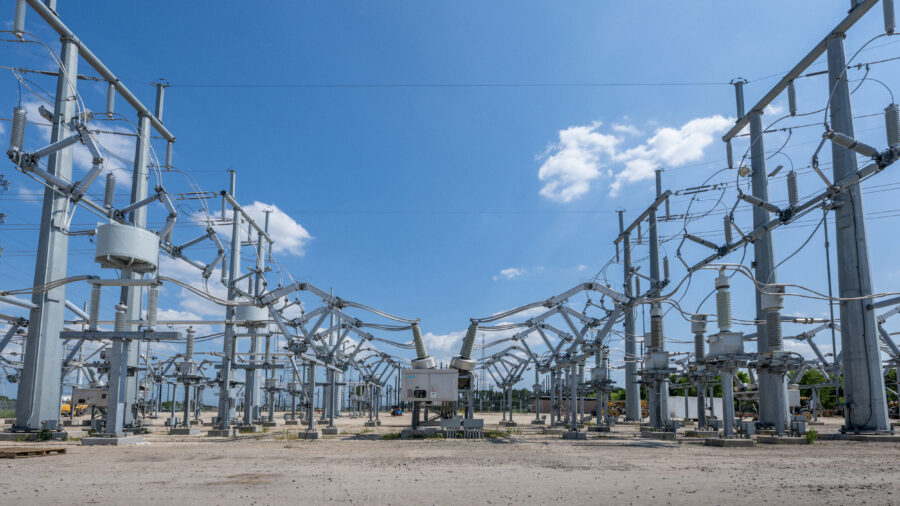 An electric substation is seen at a power plant in Houston. Credit: Brandon Bell/Getty Images
