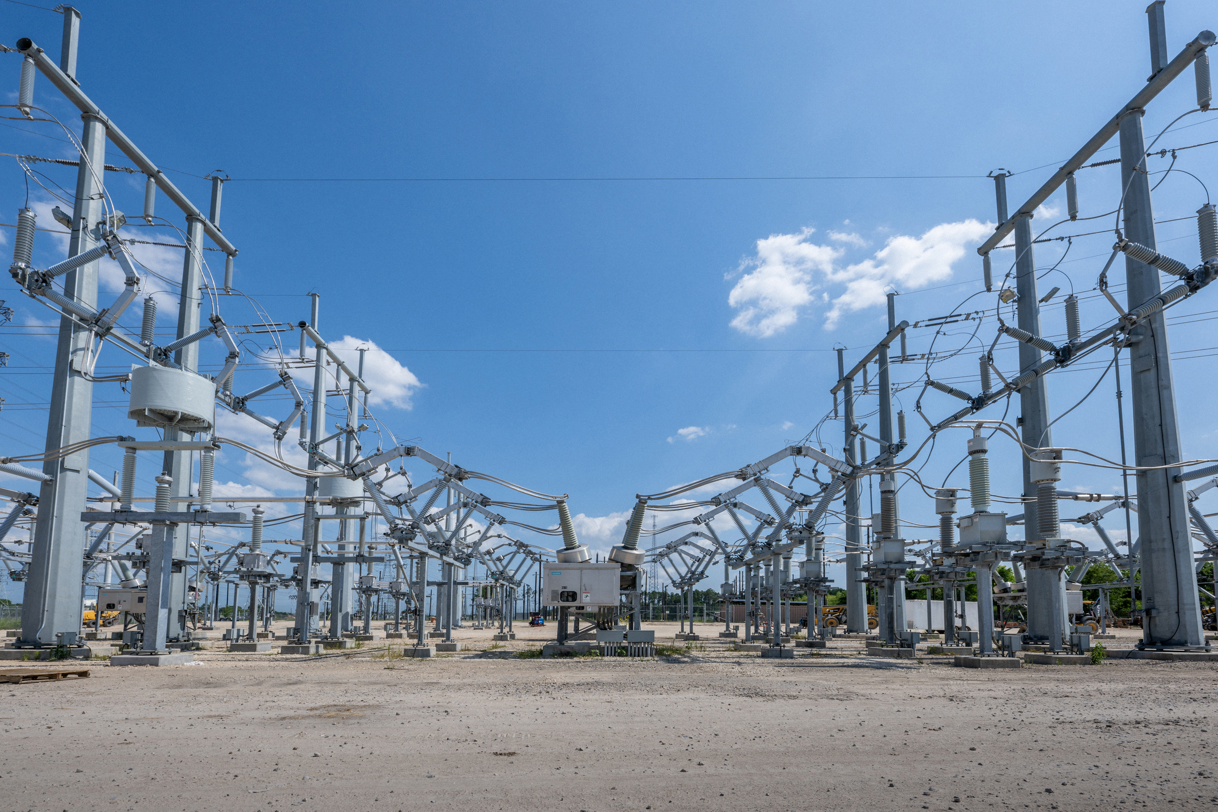 An electric substation is seen at a power plant in Houston. Credit: Brandon Bell/Getty Images