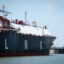 A liquefied natural gas carrier ship sits docked in the Calcasieu River near Cameron, La. Credit: Jon Shapley/Houston Chronicle via Getty Images