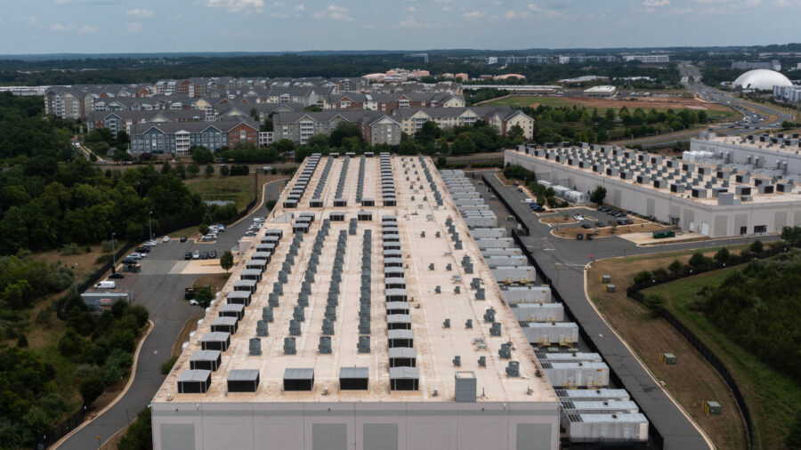 An aerial view of an Amazon Web Services data center in Ashburn, Va. Credit: Nathan Howard/Getty Images