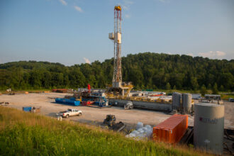 A drilling rig is in Pennsylvania’s Greene County. Credit: Jim West/UCG/Universal Images Group via Getty Images