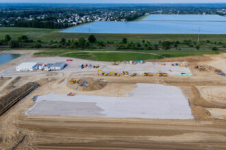 The construction site of the COL5 data center is seen on July 24 in Lewis Center, Ohio. Credit: Eli Hiller/The Washington Post via Getty Images