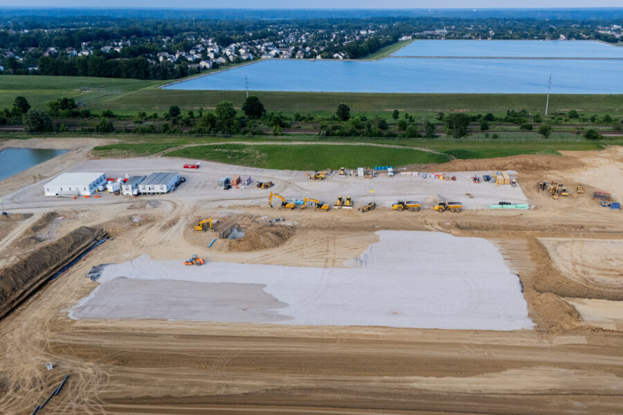 The construction site of the COL5 data center is seen on July 24 in Lewis Center, Ohio. Credit: Eli Hiller/The Washington Post via Getty Images
