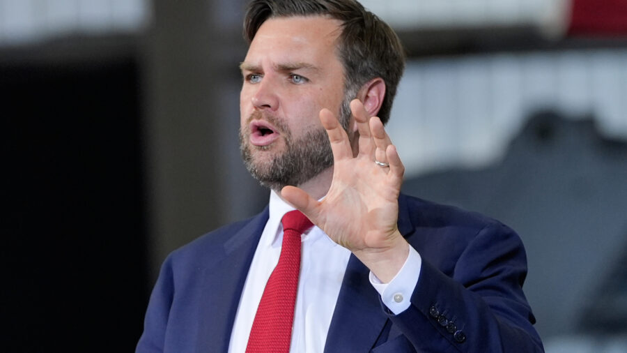 Vice President JD Vance speaks at ConcordPadgett Regional Airport on Sept. 24 in North Carolina. Credit: Alex Brandon-Pool/Getty Images