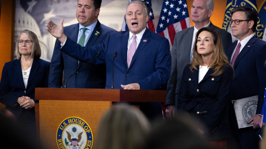 House Majority Leader Steve Scalise (R-La.) speaks during a press conference with other House Republicans on Oct. 15 in Washington, D.C. Credit: Nathan Posner/Anadolu via Getty Images