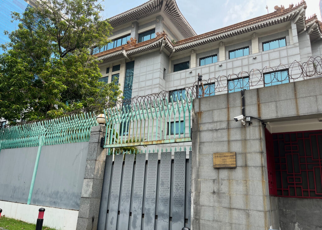 A view of the Chinese embassy in Jakarta. China is by far the largest foreign source of development finance in Indonesia. Credit: Nicholas Kusnetz/Inside Climate News
