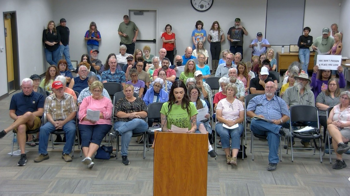 Local beef rancher Ashlyn Bloom speaks against the aluminum recycling plant proposed by Aluminum Dynamics, Inc. at a Sept. 8 Benson City Council meeting. Credit: Courtesy of Ashlyn Bloom
