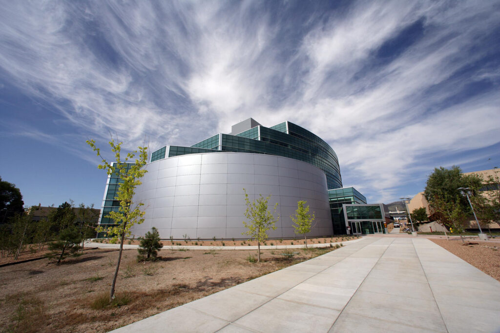 The entrance to the National Security Building at the Los Alamos National Laboratory in New Mexico. Credit: U.S. Department of Energy