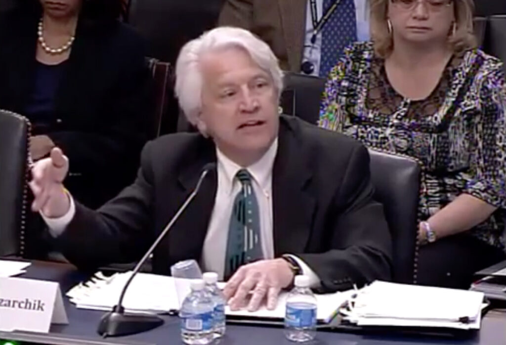 Joe Pizarchik testifies before U.S. Congress about mining matters. Credit: C-SPAN