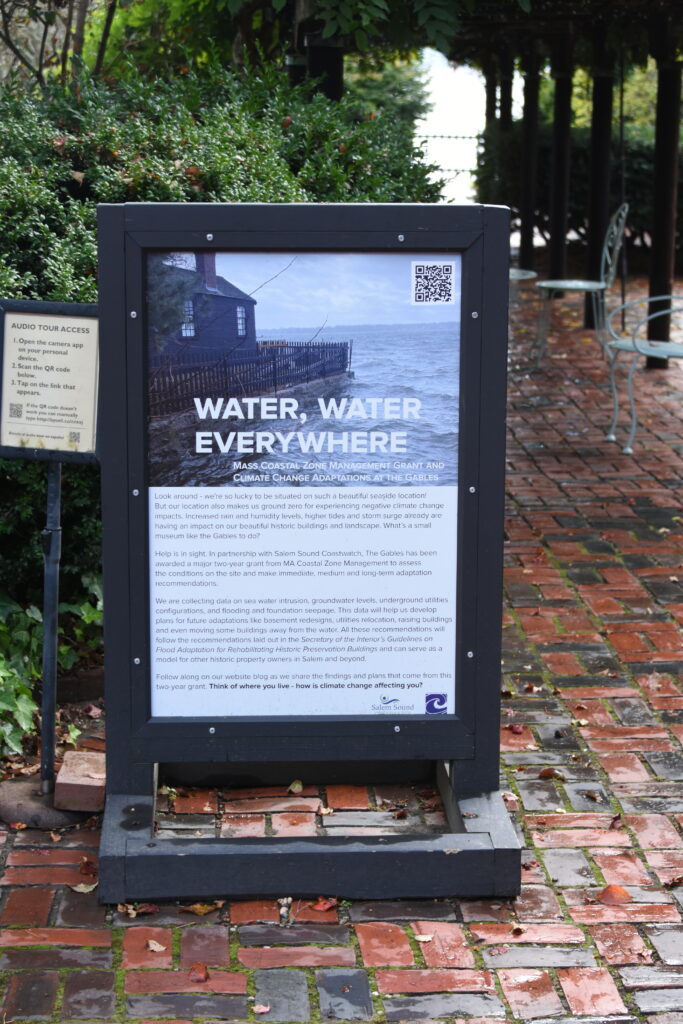 A sign to educate visitor's on the property's climate vulnerabilities. Credit: Ryan Krugman