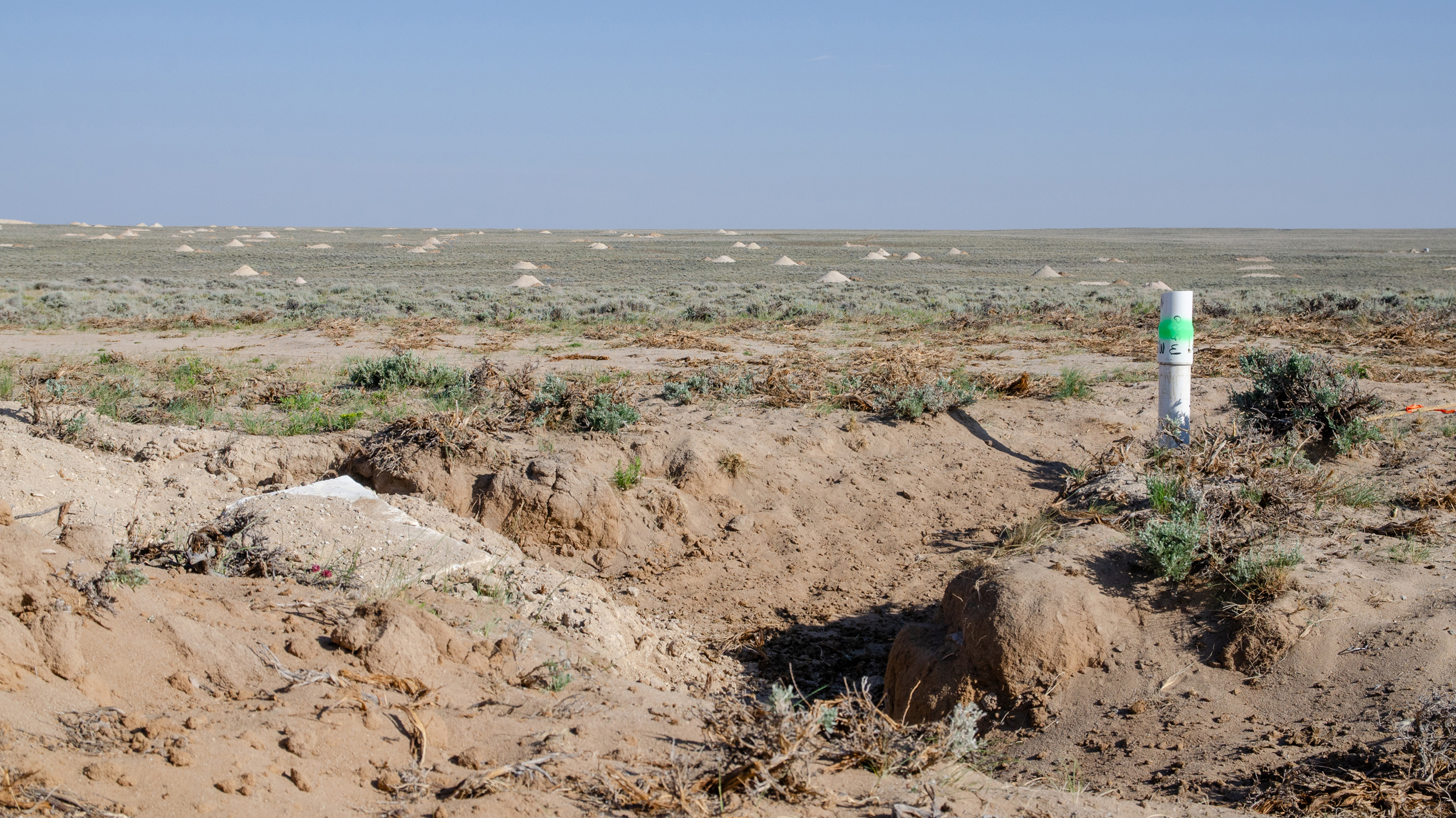 Groundwater monitoring wells are used to establish a water quality baseline before UR Energy begins mining at its site in Wyoming’s Great Divide Basin. Credit: Jake Bolster/Inside Climate News