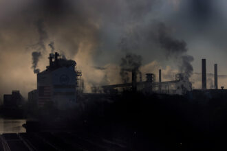 U.S. Steel’s Clairton Coke Works, an industrial plant that emits benzene, particulate matter and other pollutants, in Clairton, Pennsylvania, on an early morning in October when atmospheric conditions trapped air pollution close to the ground.