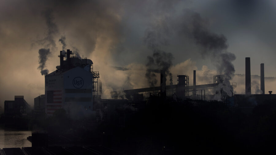 U.S. Steel’s Clairton Coke Works, an industrial plant that emits benzene, particulate matter and other pollutants, in Clairton, Pennsylvania, on an early morning in October when atmospheric conditions trapped air pollution close to the ground.
