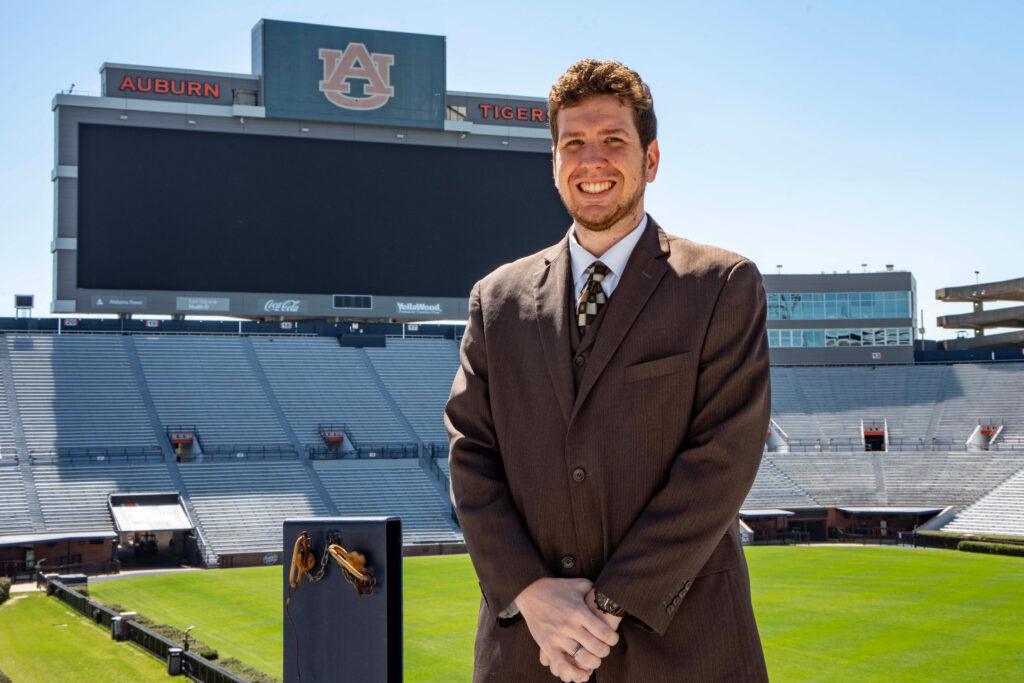 Brandon Ryan, an Auburn Ph.D. student and graduate teaching assistant, holds a bachelor’s in atmospheric science and a master’s in geography. Credit: Lee Hedgepeth/Inside Climate News