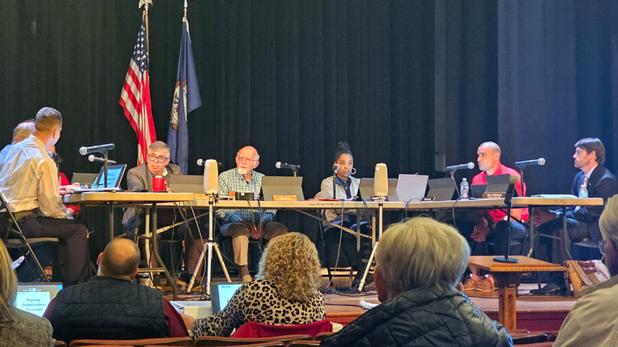 The Fluvanna County Planning Commission meets on Nov. 18 inside the Carysbrook Performing Arts Center in Fork Union, Va. Credit: Charles Paullin/Inside Climate News