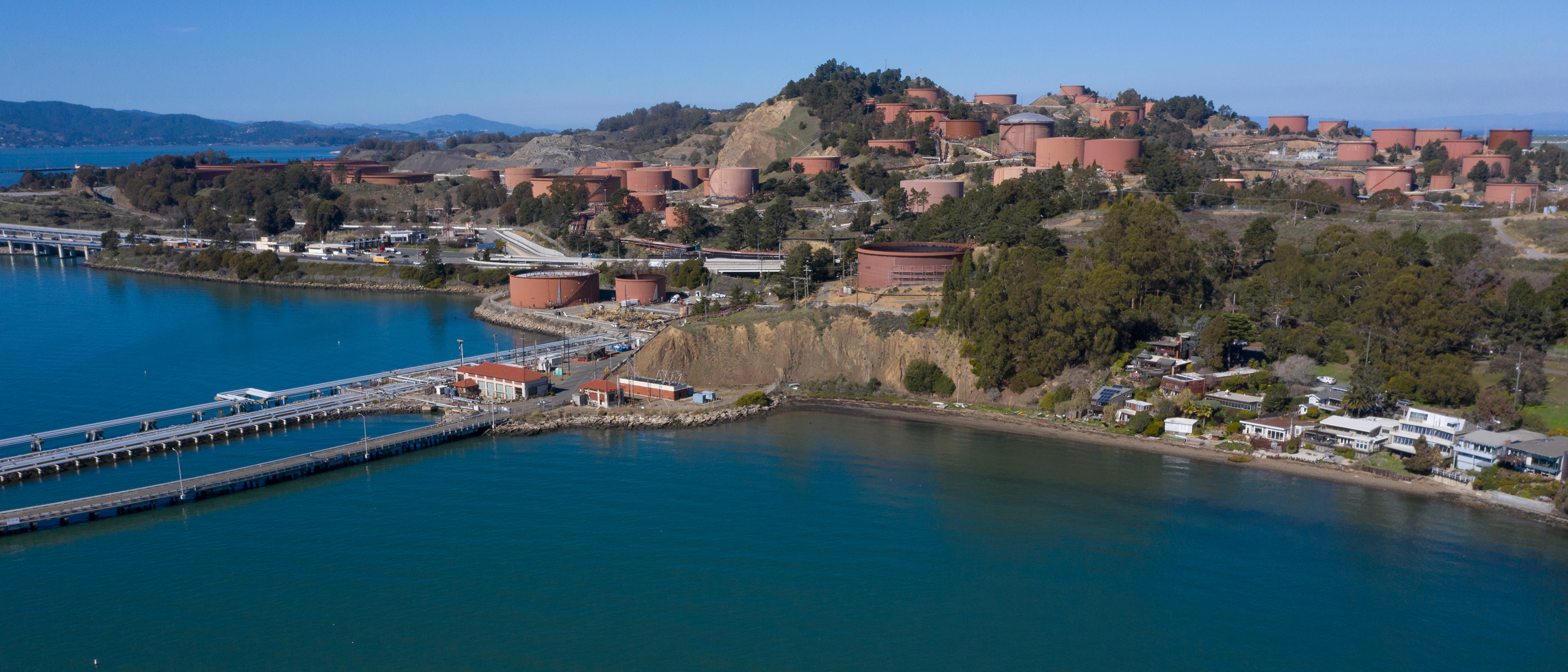 An aerial view of Point Richmond and the Chevron refinery in Richmond, Calif. Credit: Jane Tyska/Digital First Media/East Bay Times via Getty Images