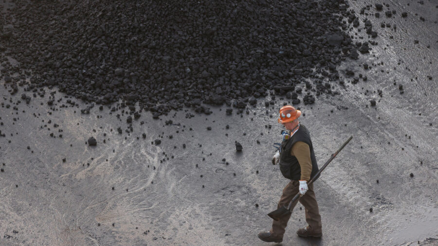 A steelworker works in the coal field at U.S. Steel’s Clairton Coke Works in Pennsylvania on Dec. 17, 2024. Credit: Quinn Glabicki/The Washington Post via Getty Images
