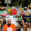 Climate activists march across the Brooklyn Bridge on Aug. 9 to demand that New York Gov. Kathy Hochul stop the construction of the Williams Northeast Supply Enhancement pipeline. Credit: Michael Nigro/Pacific Press/LightRocket via Getty Images